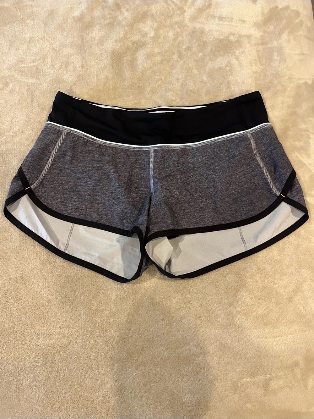 lululemon athletica Gray Athletic Shorts with Black Waistband and zipper pocket